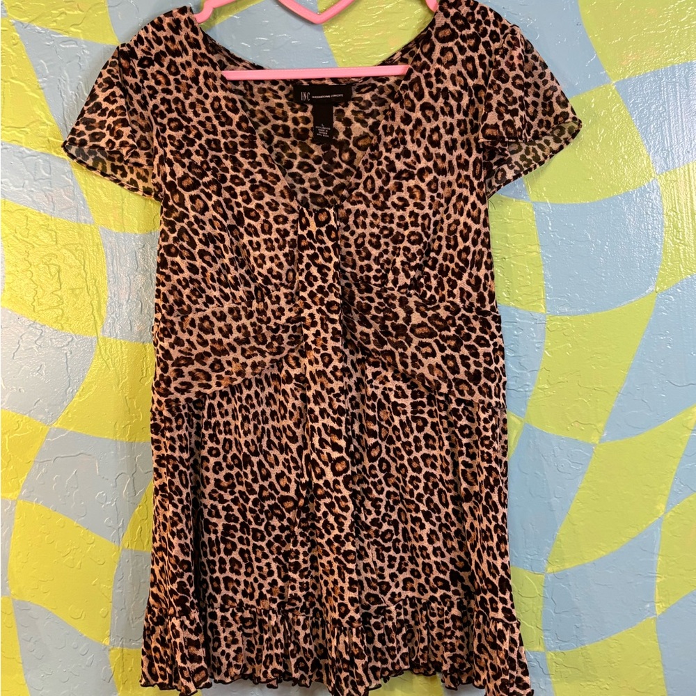 Y2K Leopard Babydoll Dress